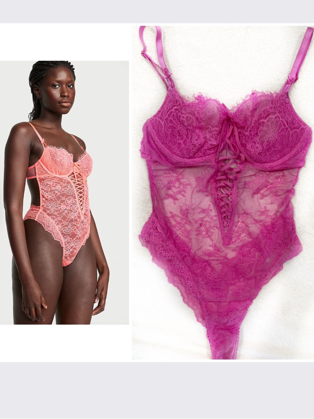 Victoria’s Secret Dream Angels Wicked Lace Up Pink Teddy M